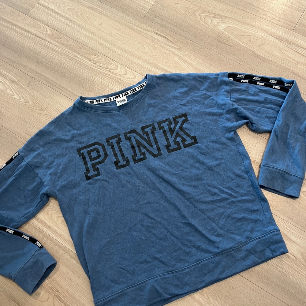 PINK Victoria's Secret Blue Crewneck Sweater with Logo